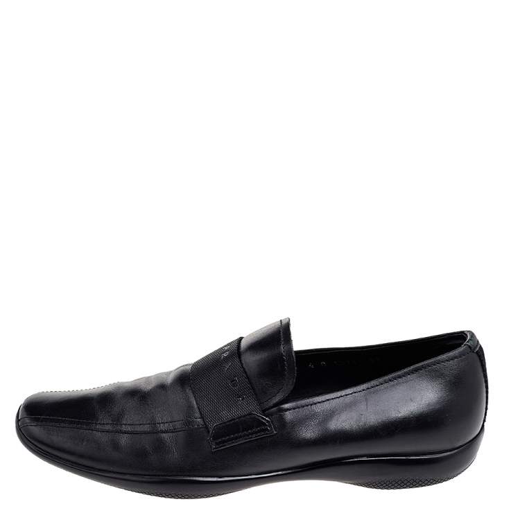 Pre Owned Prada Sport Black Leather Slip On Loafers Size 43.5