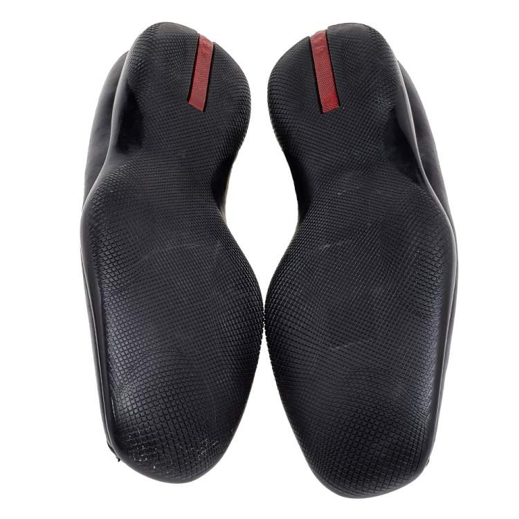 Pre Owned Prada Sport Black Leather Slip On Loafers Size 43.5