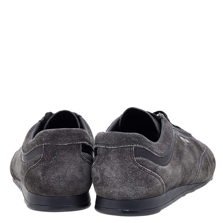 Pre Owned Prada Sport Grey/Black Suede and Leather Low Top Sneakers Size 42.5 