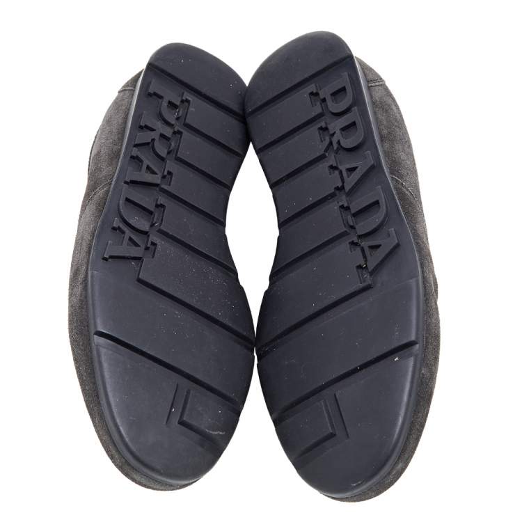 Pre Owned Prada Sport Grey/Black Suede and Leather Low Top Sneakers Size 42.5 