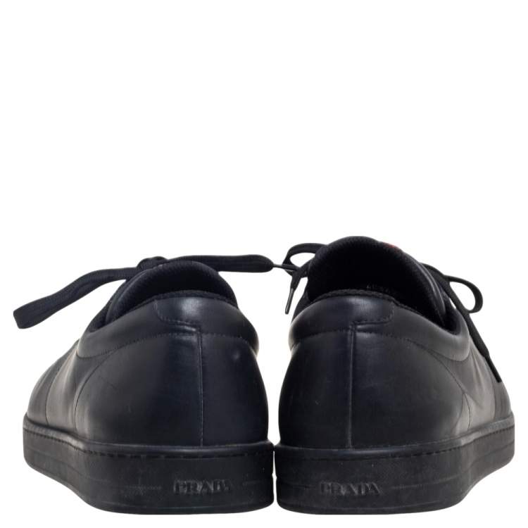 مملوكة مسبقًا Prada Sport Black Leather Low Top Sneakers Size 45