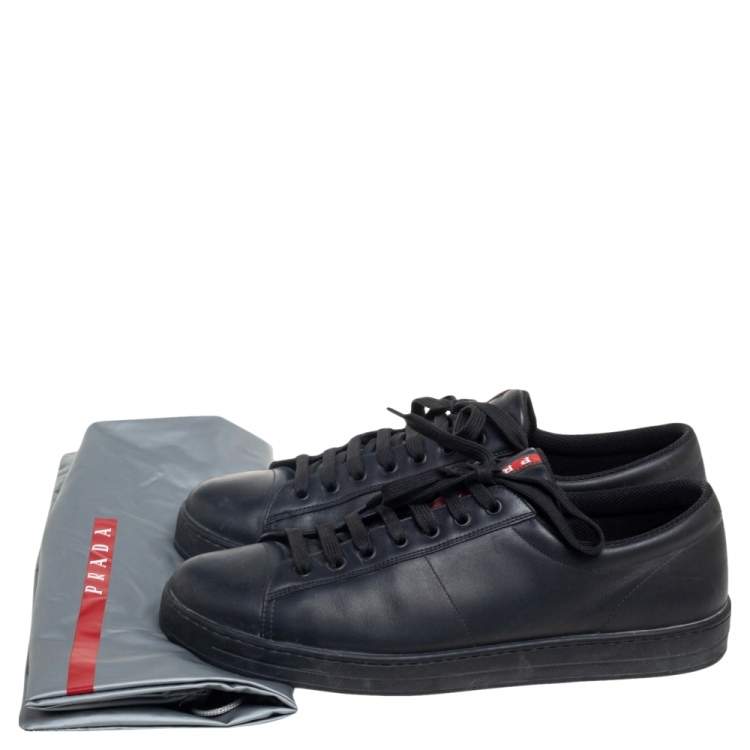 مملوكة مسبقًا Prada Sport Black Leather Low Top Sneakers Size 45