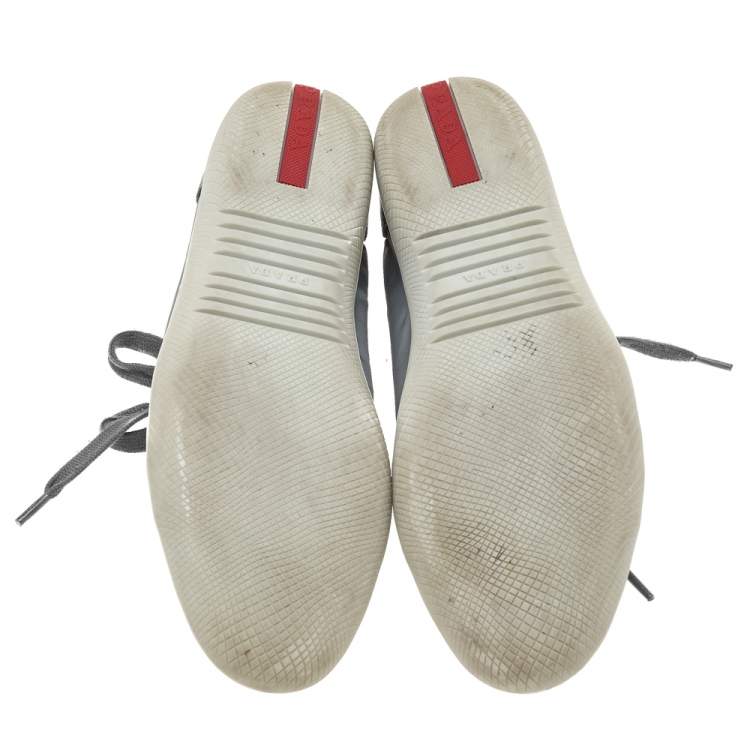 Pre Owned Prada Sport Grey Nylon  And Leather Trim Sneakers Size 38.5