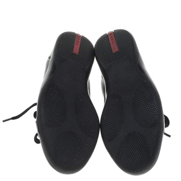 Pre Owned Prada Sport Black Leather Low Top Sneakers Size 40
