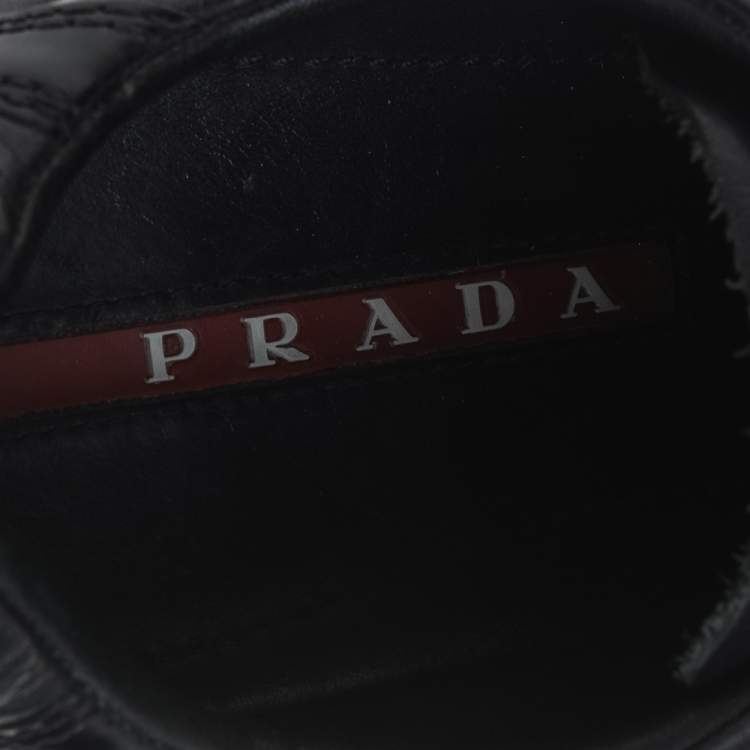 Pre Owned Prada Sport Black Leather Low Top Sneakers Size 40