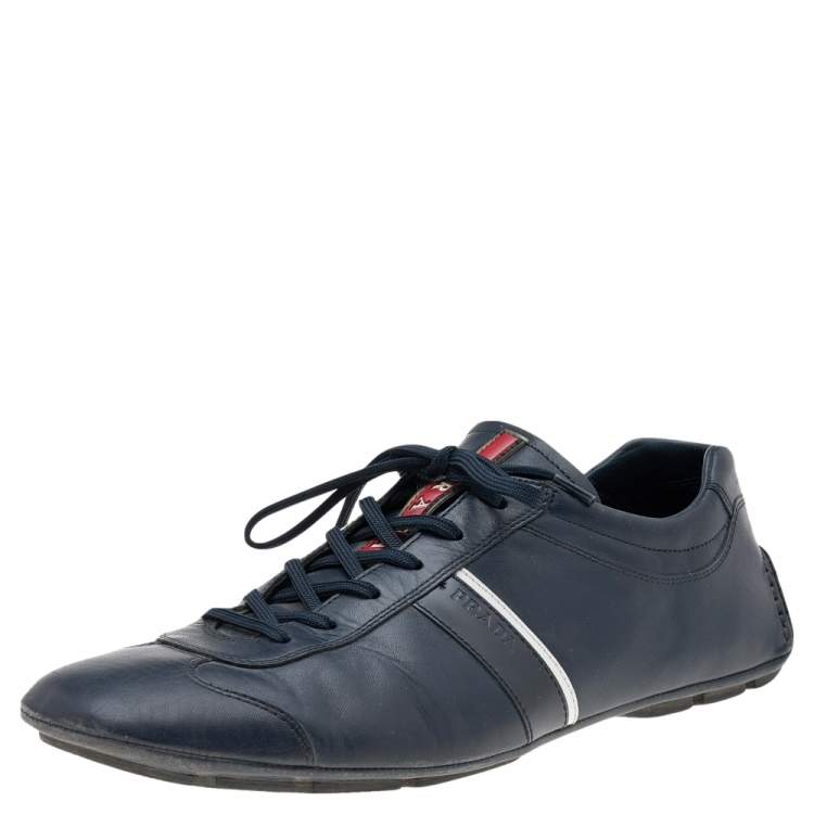 Pre Owned Prada Sport Blue Leather Low Top Sneakers Size 44