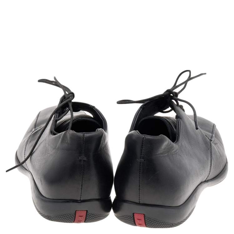 Pre Owned Prada Sport Black Leather Lace Up Derby Size 43.5
