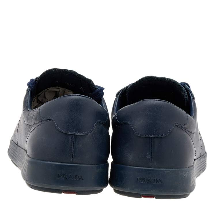 Pre Owned Prada Sport Blue Leather Low Top Sneakers Size 41.5