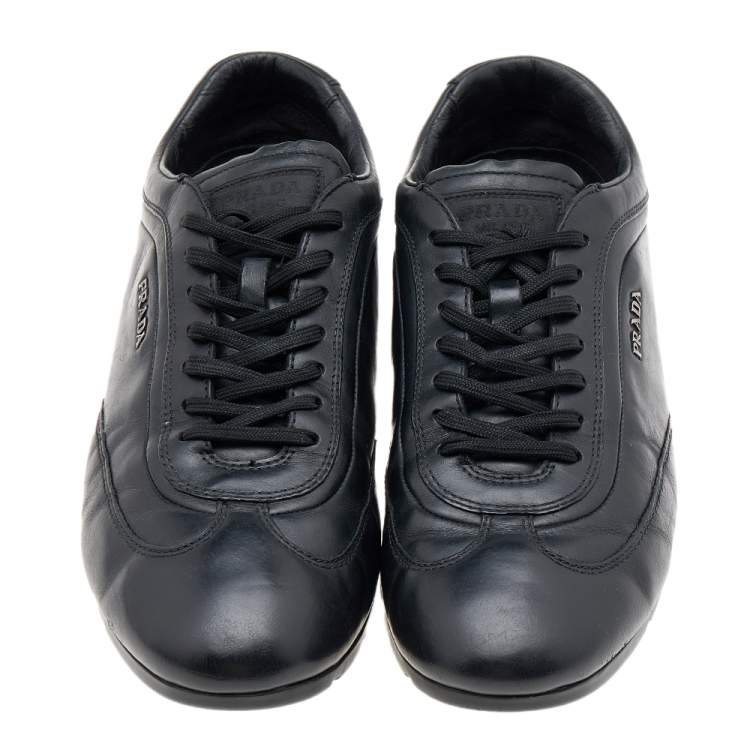 Pre Owned Prada Sport Black Leather Low Top Sneakers Size 43
