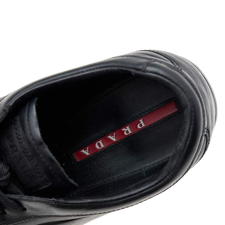 Pre Owned Prada Sport Black Leather Low Top Sneakers Size 43