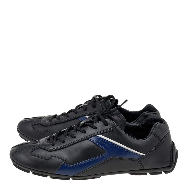 Pre Owned Prada Sport Black/Blue Leather Low Top Sneakers Size 42