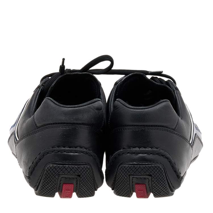 Pre Owned Prada Sport Black/Blue Leather Low Top Sneakers Size 42