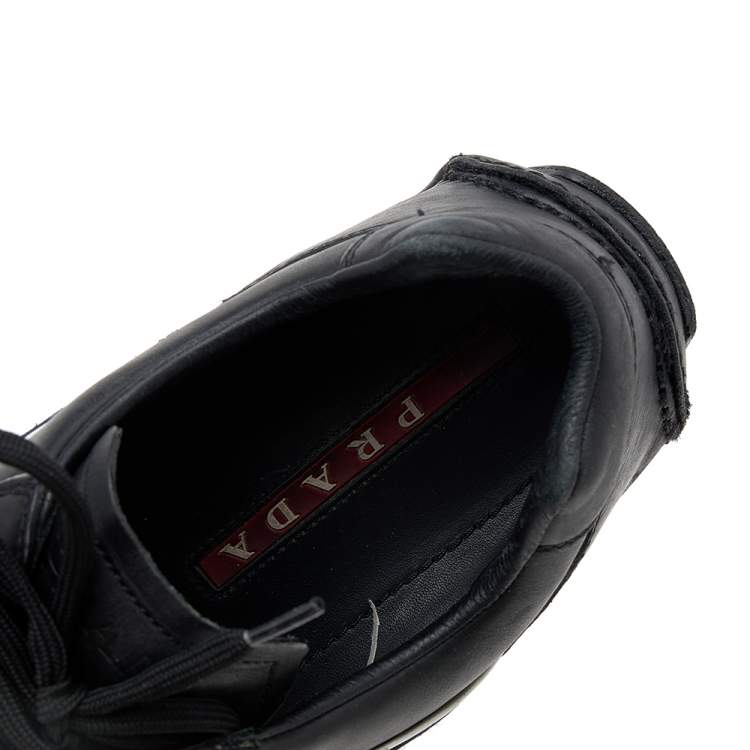 Pre Owned Prada Sport Black/Blue Leather Low Top Sneakers Size 42