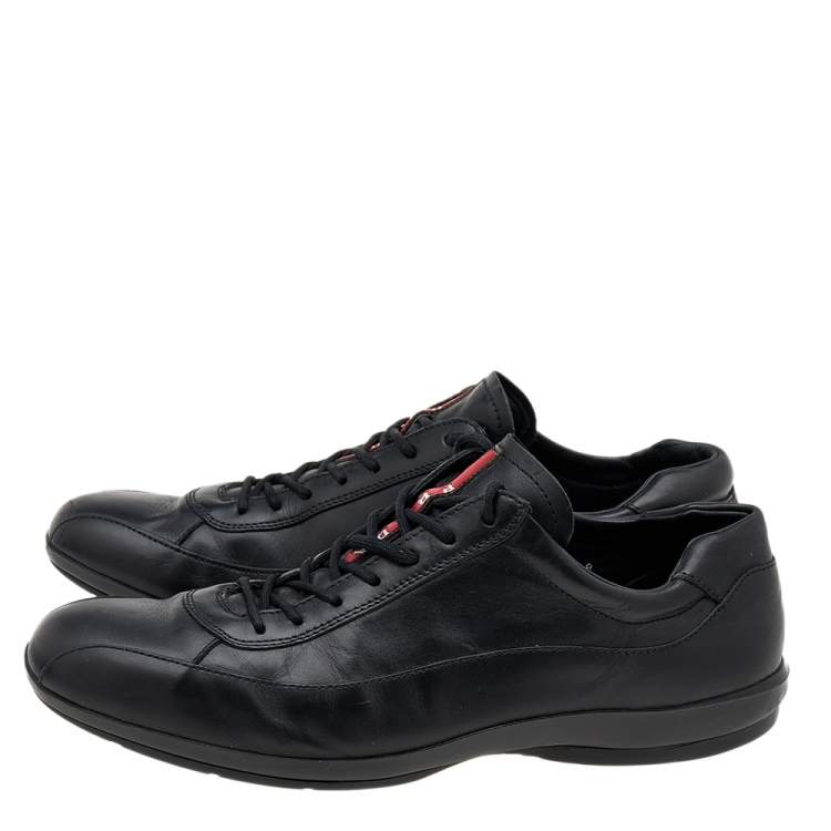 Pre Owned Prada Sport Black Leather Low Top Sneakers Size 43