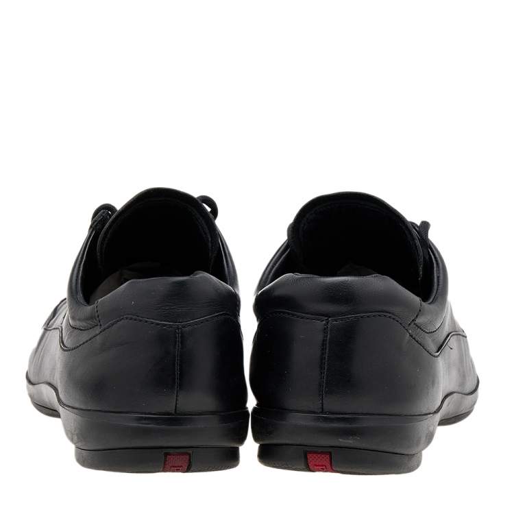 Pre Owned Prada Sport Black Leather Low Top Sneakers Size 43