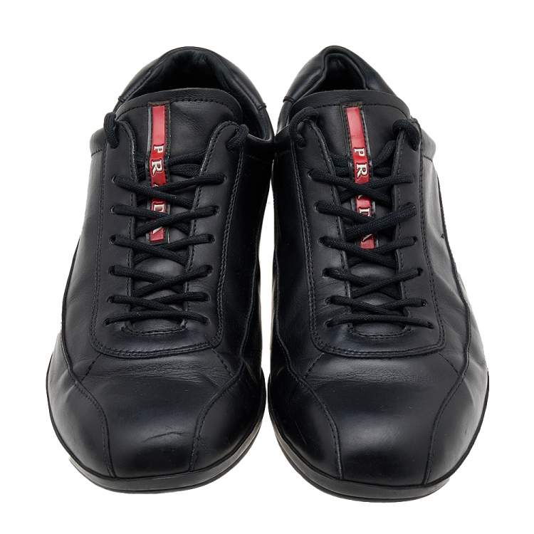 Pre Owned Prada Sport Black Leather Low Top Sneakers Size 43
