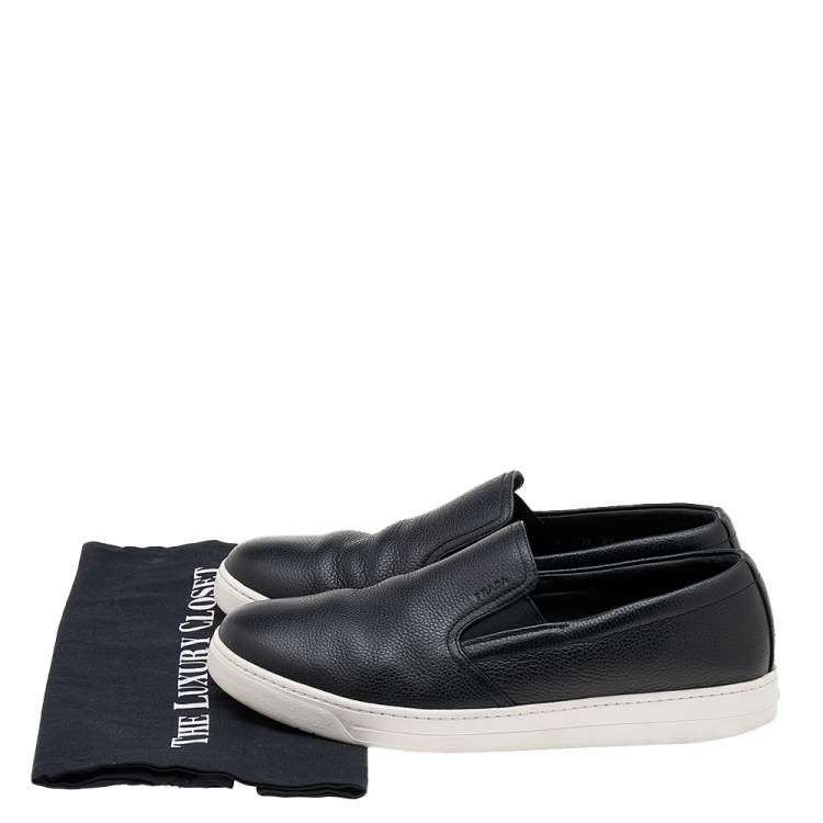 مملوكة مسبقًا Prada Sport Black Leather Slip On Sneakers Size 42.5