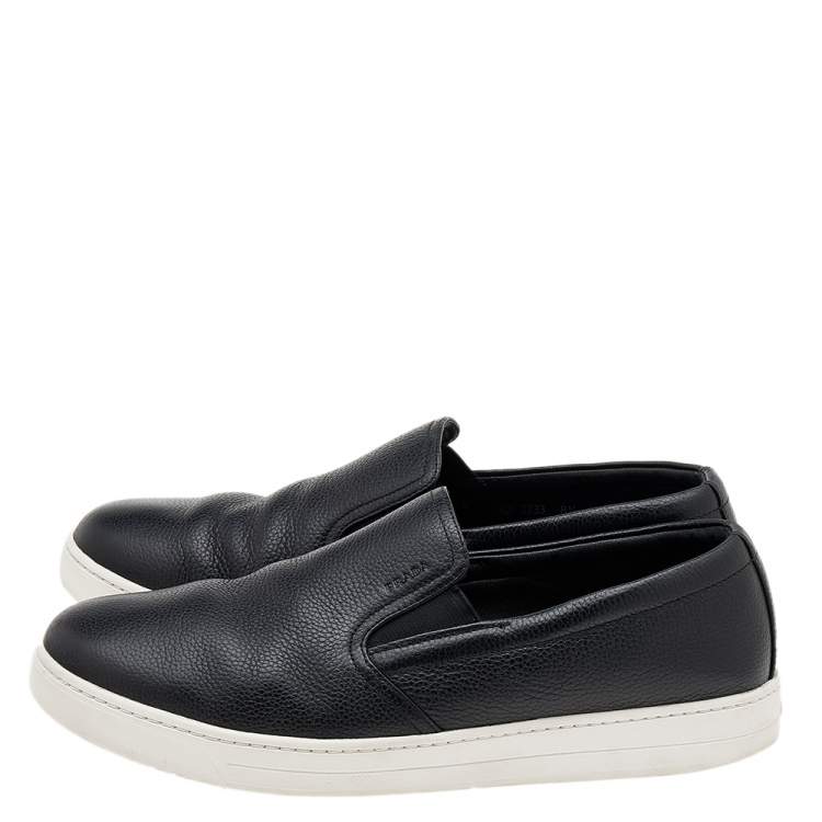 مملوكة مسبقًا Prada Sport Black Leather Slip On Sneakers Size 42.5
