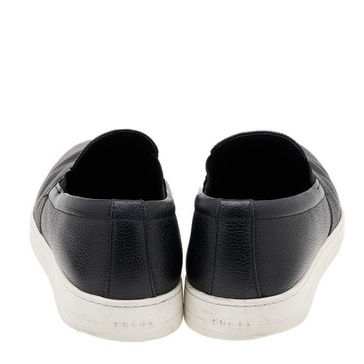 مملوكة مسبقًا Prada Sport Black Leather Slip On Sneakers Size 42.5
