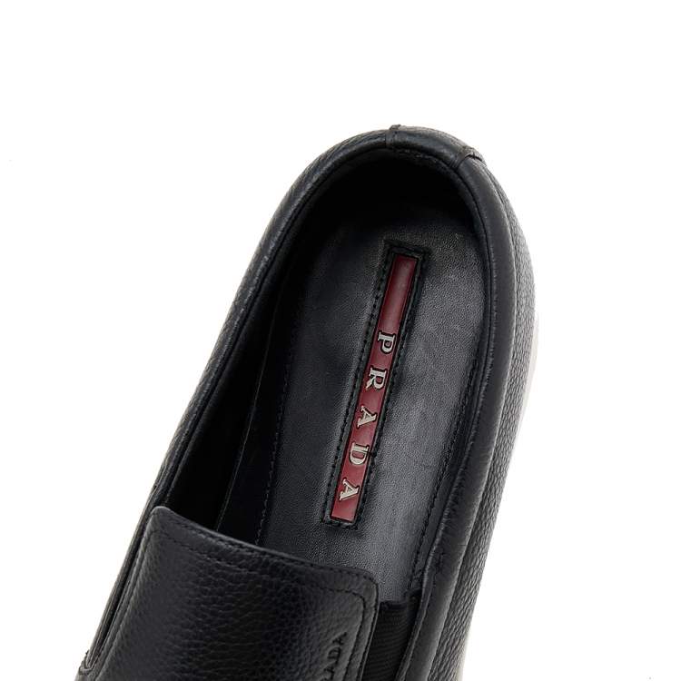 مملوكة مسبقًا Prada Sport Black Leather Slip On Sneakers Size 42.5
