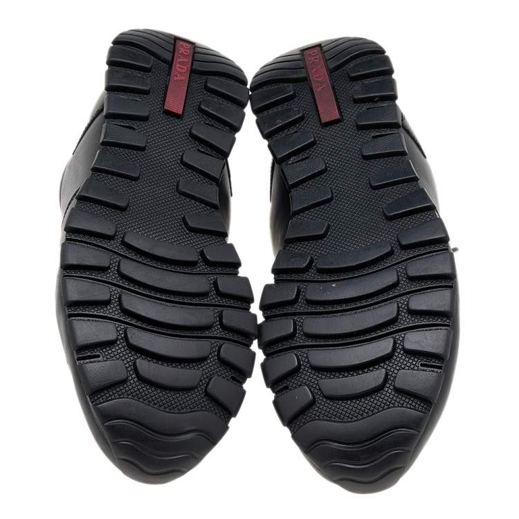 Pre Owned Prada Sport Black Leather Low Top Sneakers Size 43.5