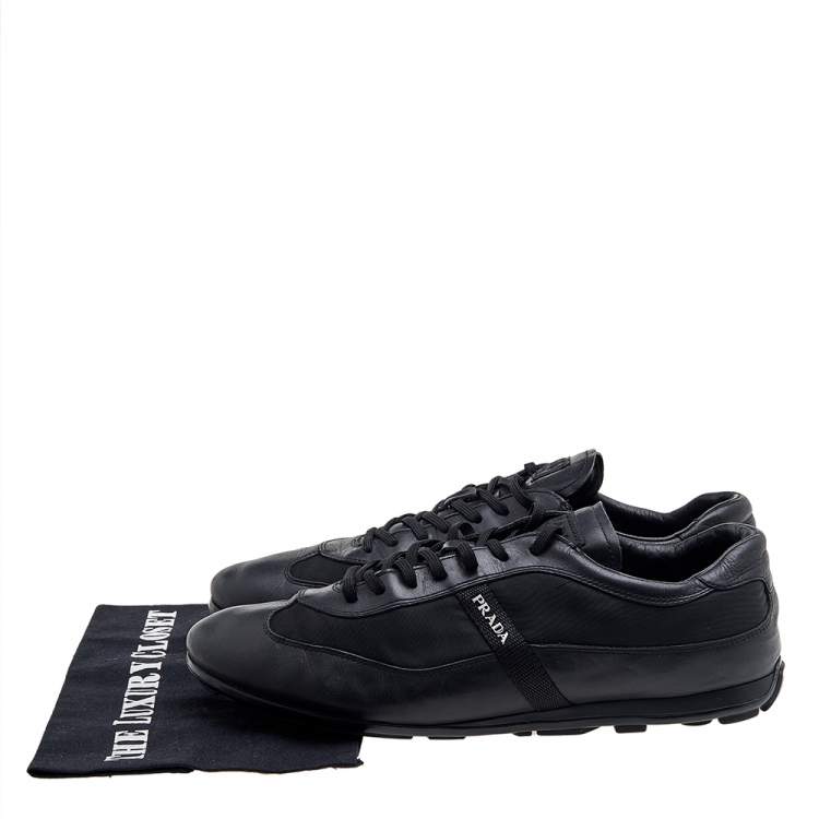 Pre Owned Prada Sport Black Leather And Nylon Low Top Sneakers Size 44