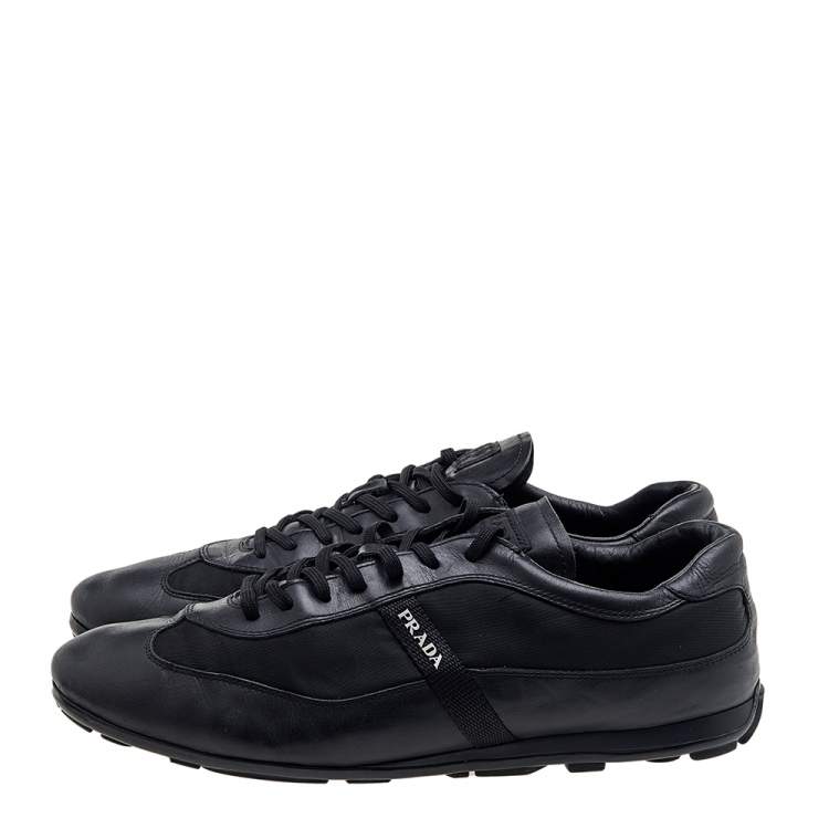 Pre Owned Prada Sport Black Leather And Nylon Low Top Sneakers Size 44