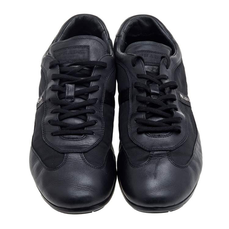 Pre Owned Prada Sport Black Leather And Nylon Low Top Sneakers Size 44