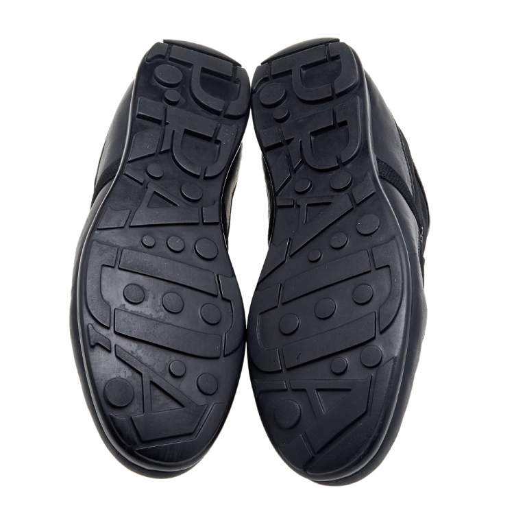 Pre Owned Prada Sport Black Leather And Nylon Low Top Sneakers Size 44
