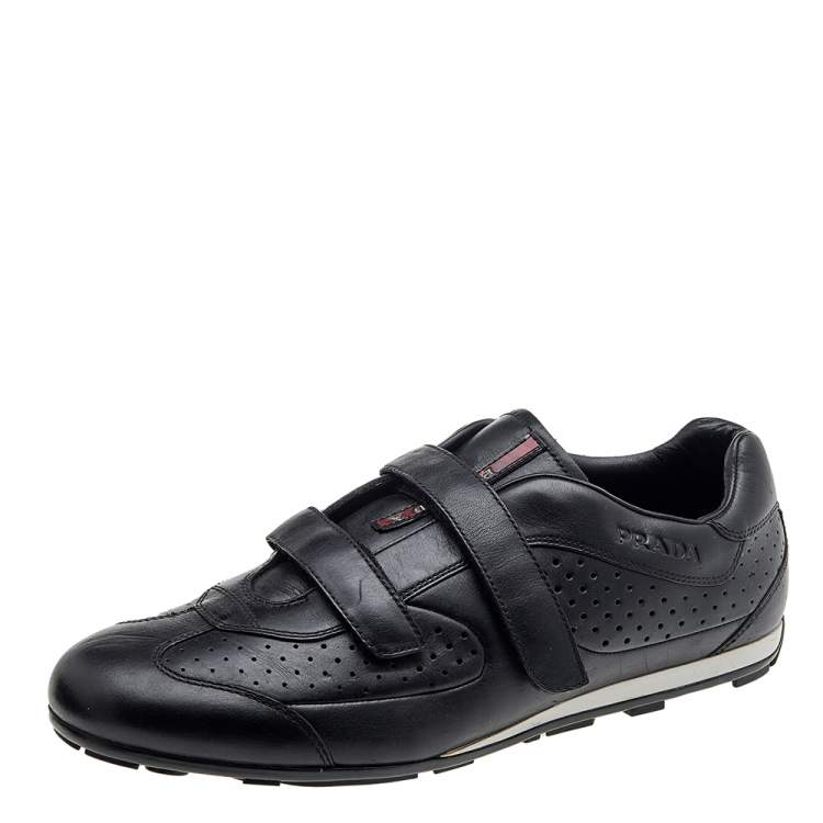 Prada Sport Black Leather Double Velcro Strap Slip On Sneakers Size 46 Prada  Sport | TLC