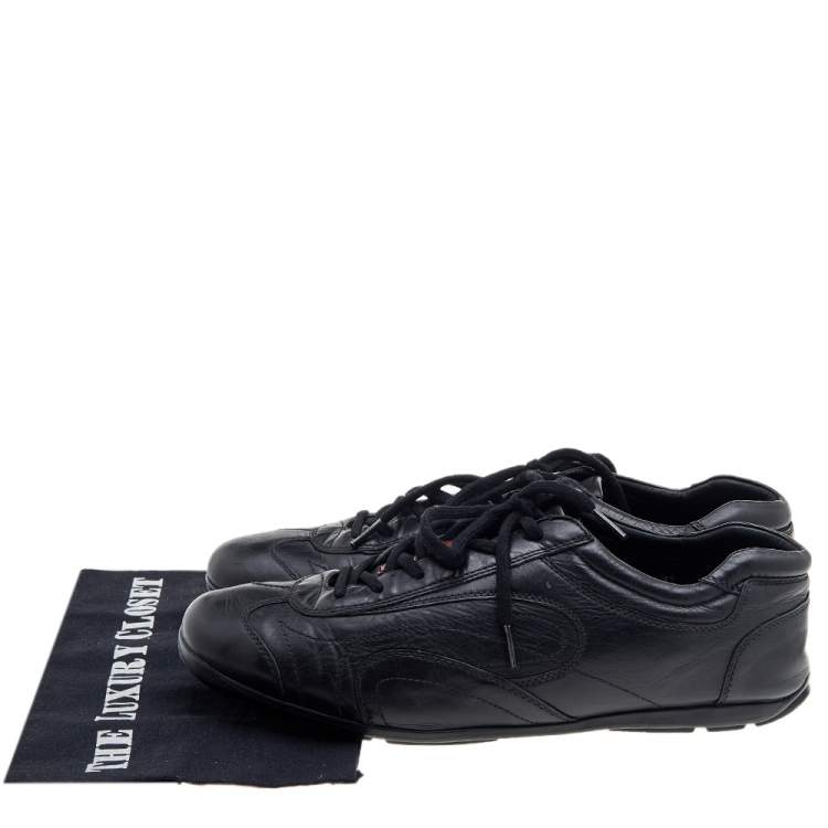 Pre Owned Prada Sport Black Leather Low Top Sneakers Size 43.5