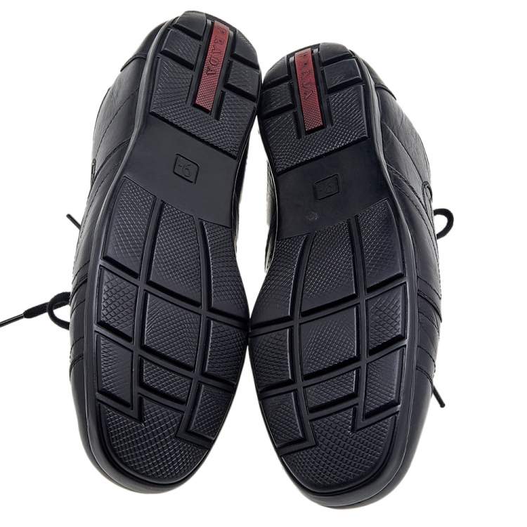 Pre Owned Prada Sport Black Leather Low Top Sneakers Size 43.5