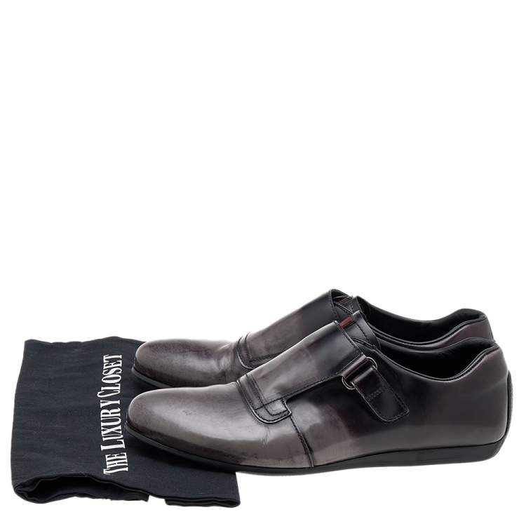 Pre Owned Prada Sport Two Tone Leather Single Strap Monk Shoes Size 42