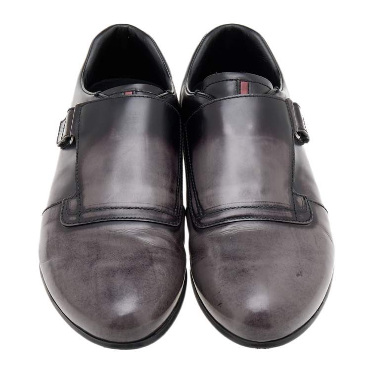 Pre Owned Prada Sport Two Tone Leather Single Strap Monk Shoes Size 42
