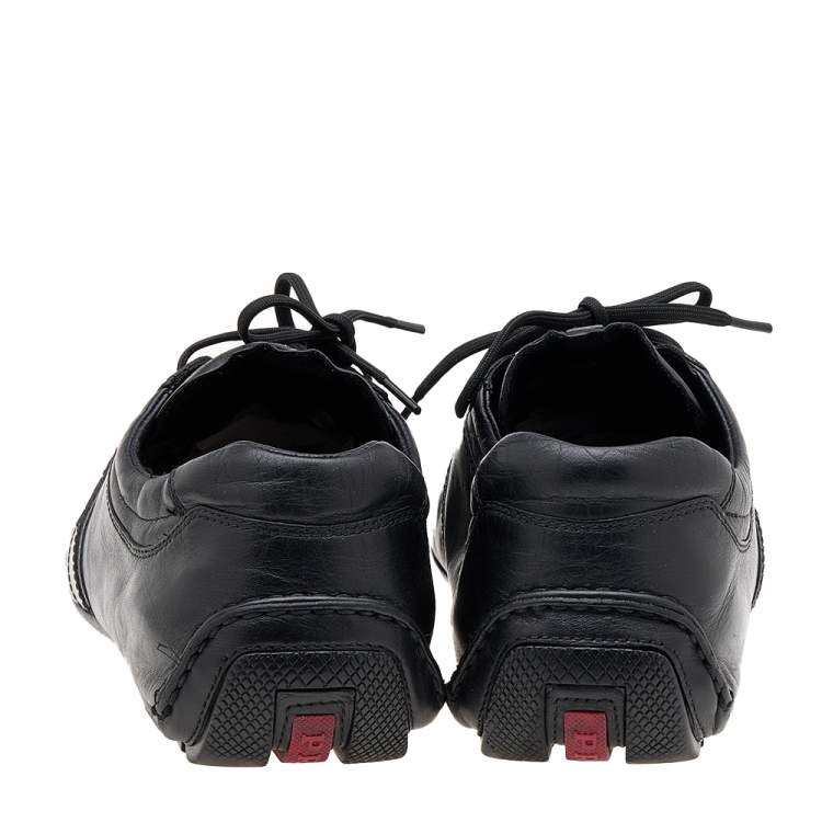 Pre Owned Prada Sport Black Leather Low Top Sneakers Size 45