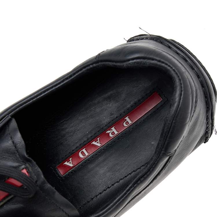 Pre Owned Prada Sport Black Leather Low Top Sneakers Size 45