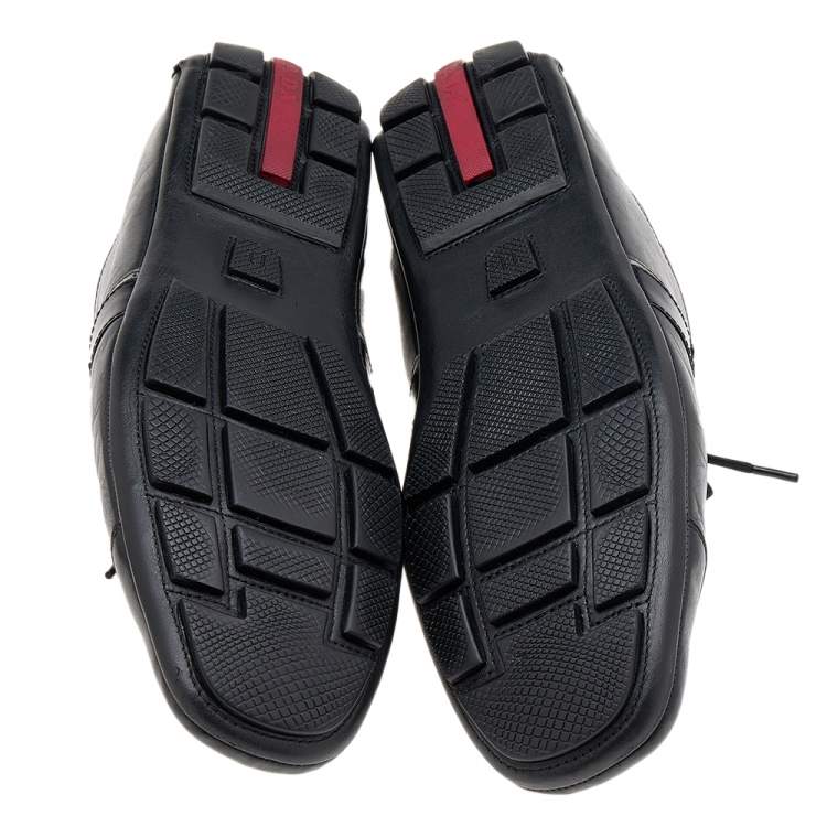 Pre Owned Prada Sport Black Leather Low Top Sneakers Size 45