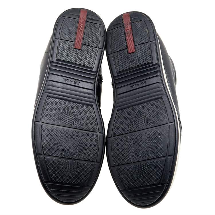 Pre Owned Prada Sport Black Leather High Top Sneakers Size 44