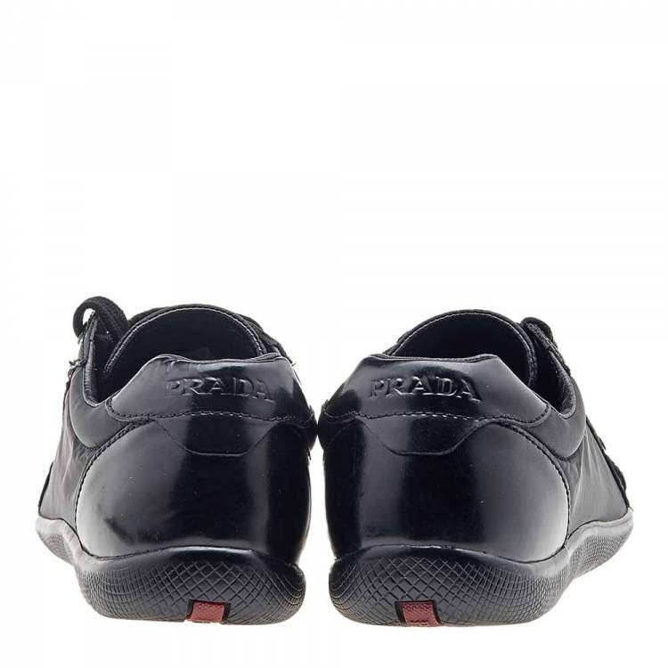 Pre Owned Prada Sport Black Leather And Nylon Low Top Sneakers Size 39.5