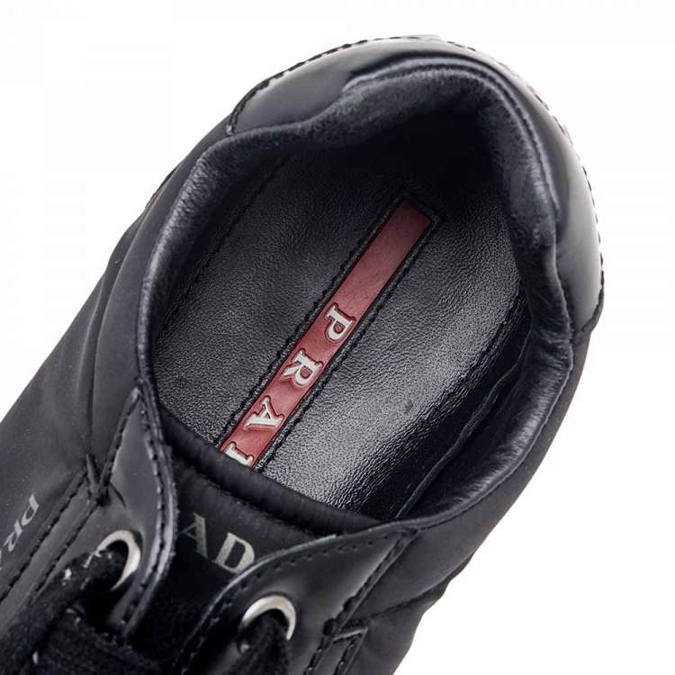 Pre Owned Prada Sport Black Leather And Nylon Low Top Sneakers Size 39.5