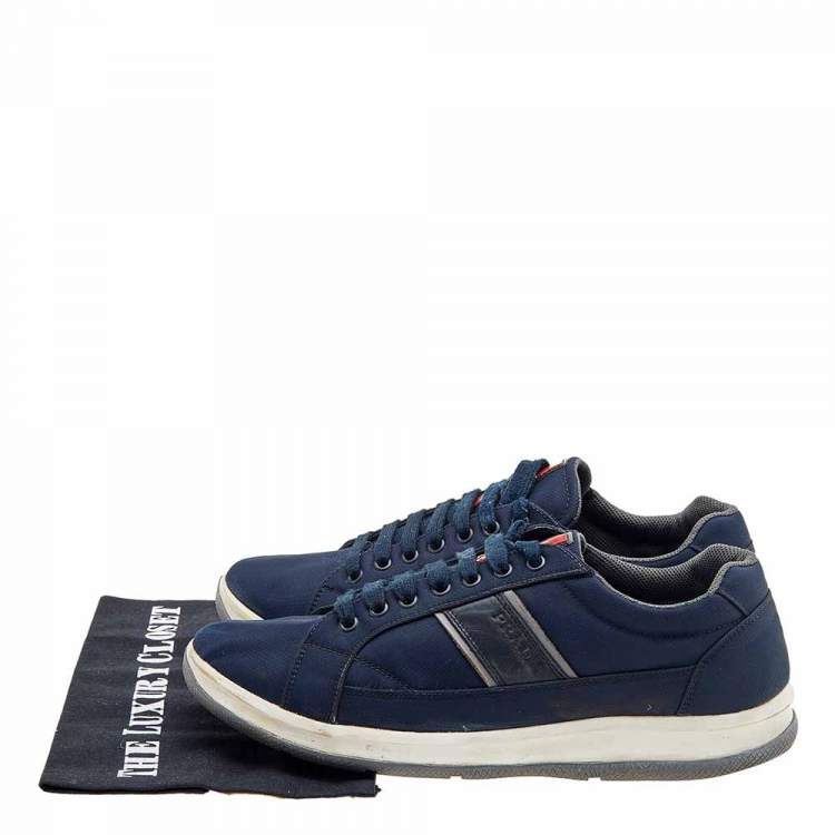 Pre Owned Prada Sport Navy Blue Nylon Low Top Sneakers Size 43