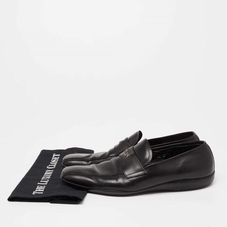 Pre Owned Prada Sport Black Leather Slip-On Loafers Size 42
