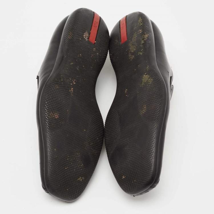 Pre Owned Prada Sport Black Leather Slip-On Loafers Size 42