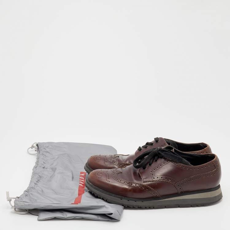 Pre Owned Prada Sport Brown Leather Brogue-Derby Size 41