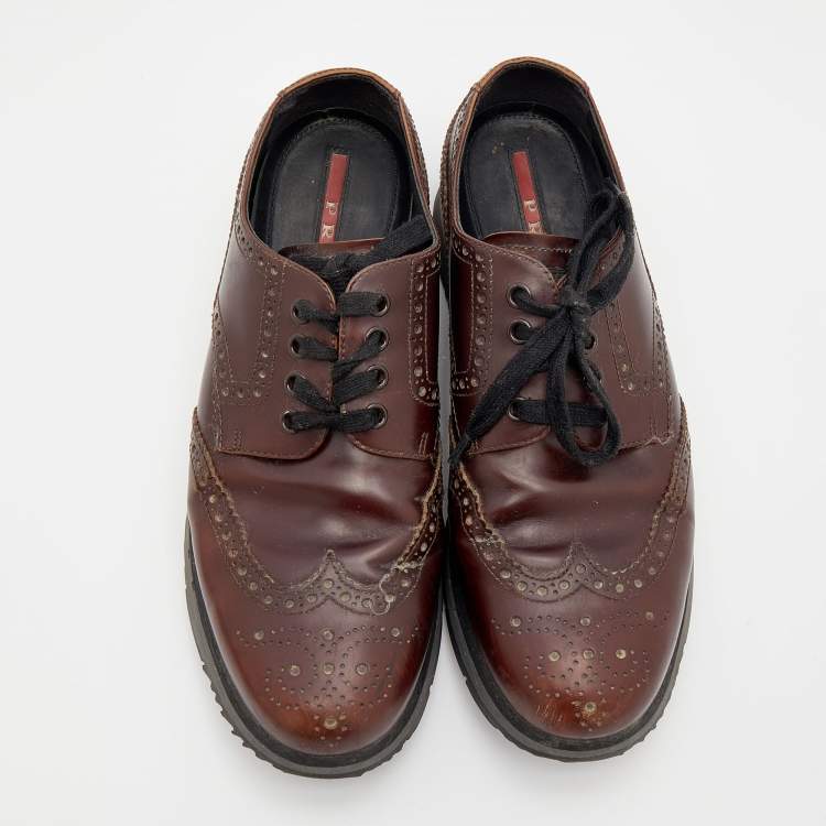 Pre Owned Prada Sport Brown Leather Brogue-Derby Size 41