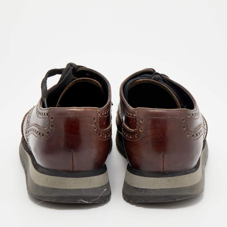 Pre Owned Prada Sport Brown Leather Brogue-Derby Size 41