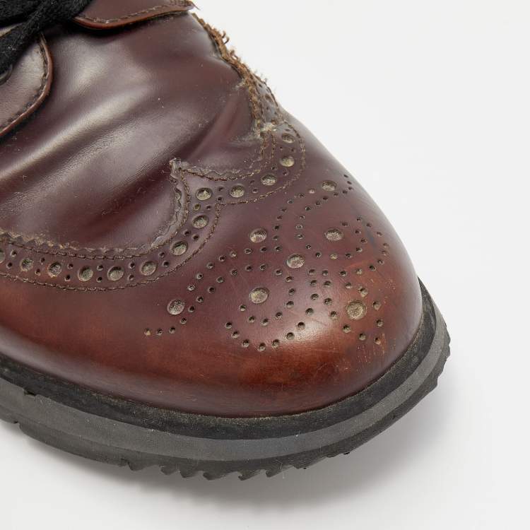 Pre Owned Prada Sport Brown Leather Brogue-Derby Size 41