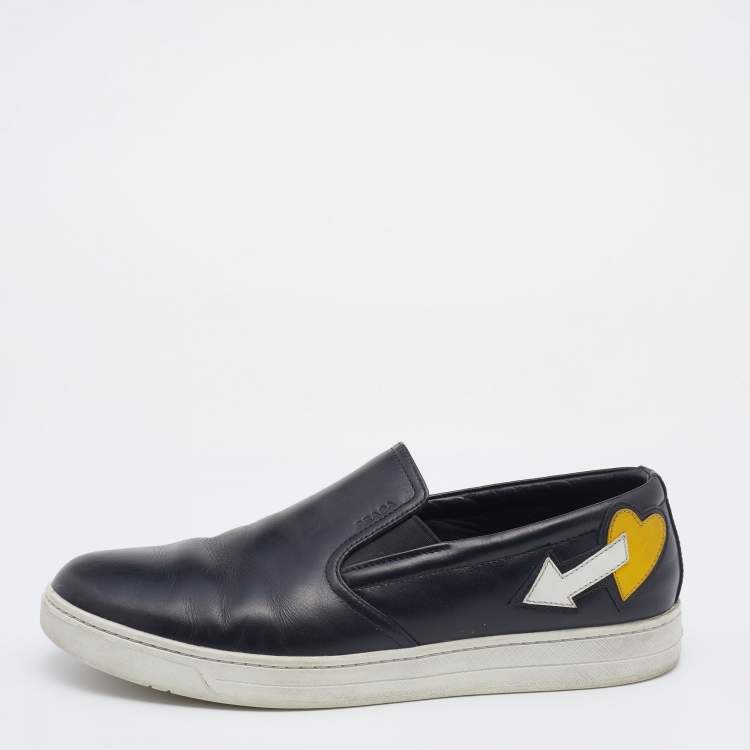 Pre Owned Prada Sport Black Leather Slip On Sneakers Size 41