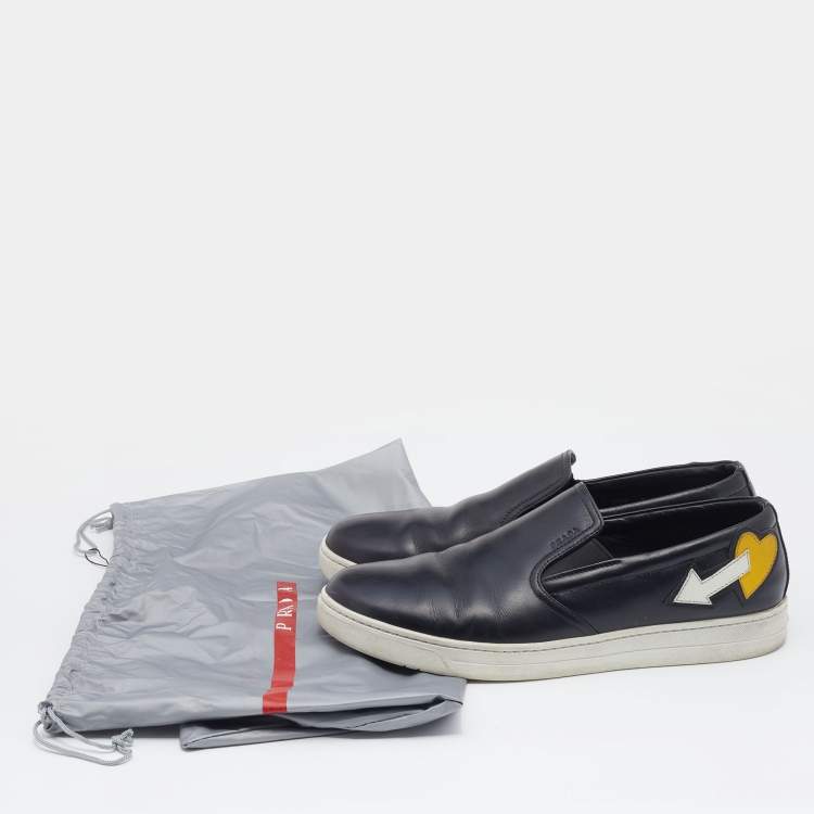Pre Owned Prada Sport Black Leather Slip On Sneakers Size 41