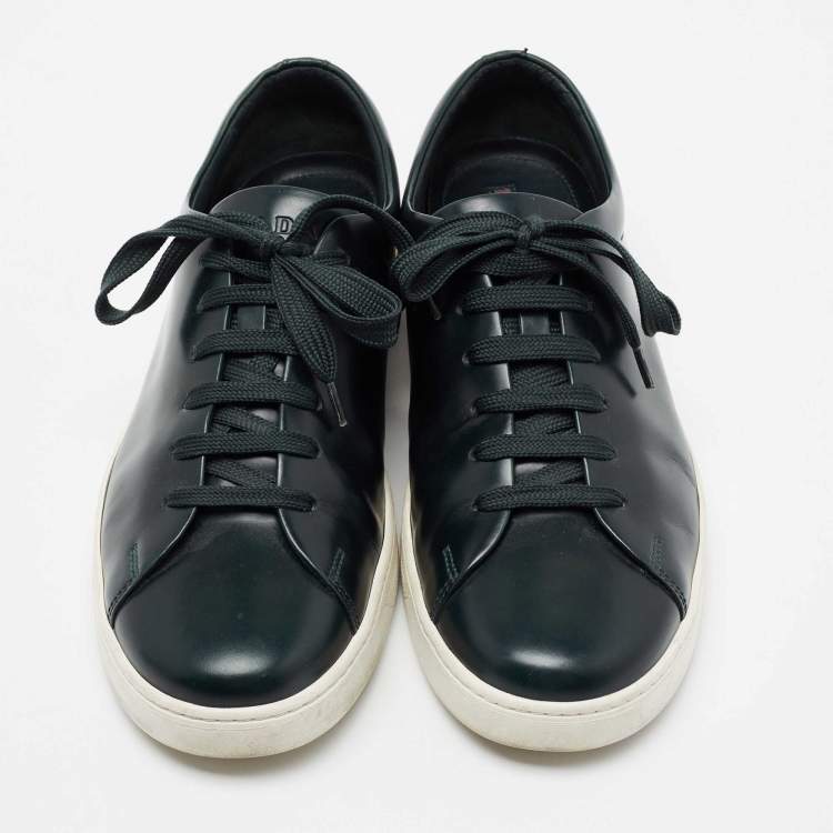 Pre Owned Prada Sport Dark Green Leather Low Top Sneakers Size 42